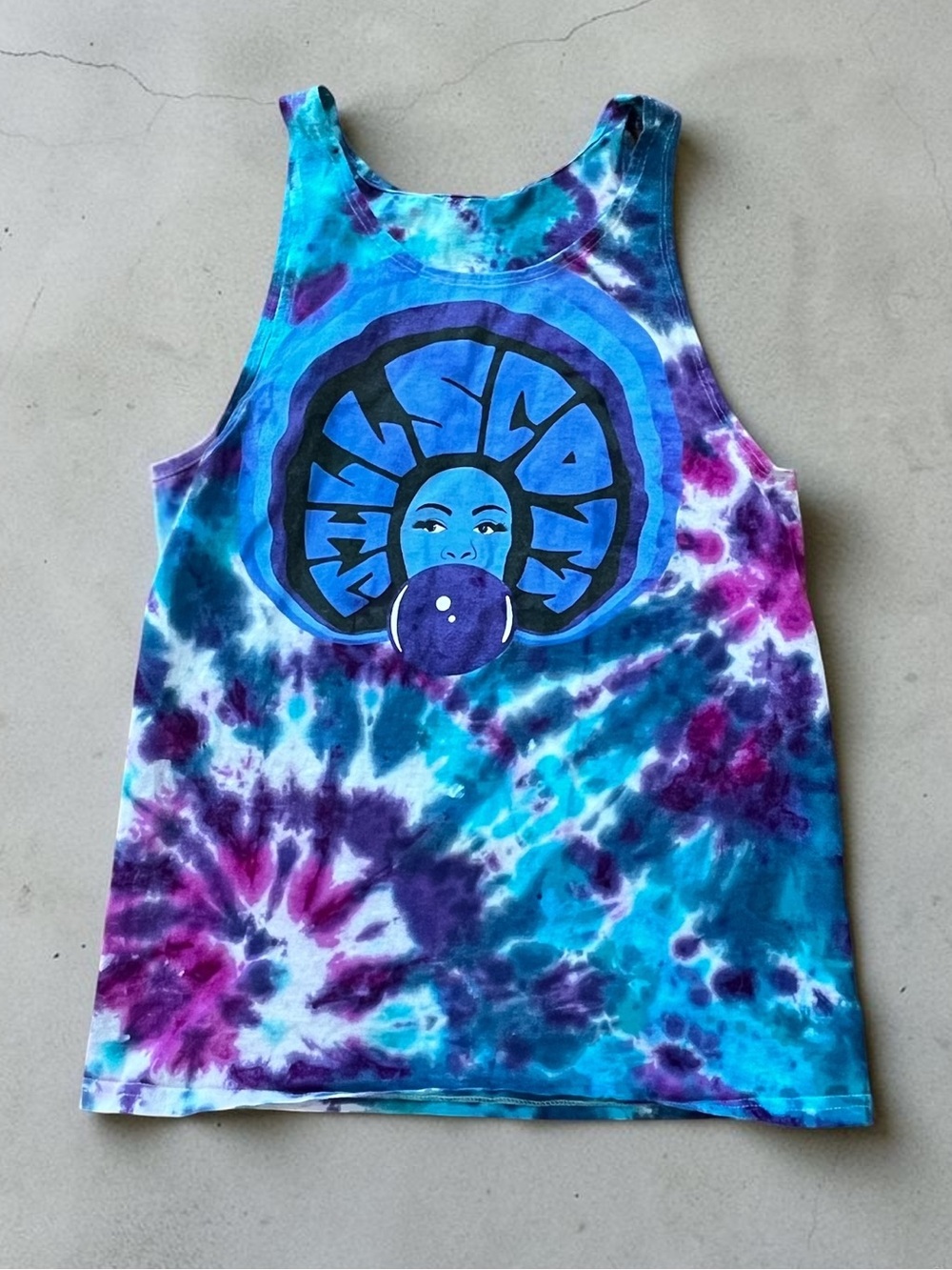 Reworked Vintage Jill Scott "Rainbow Afro" Bubblegum Tie-Dye Tank Top
